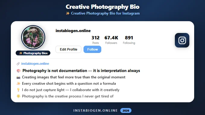 Creative Photography Bio for Instagram